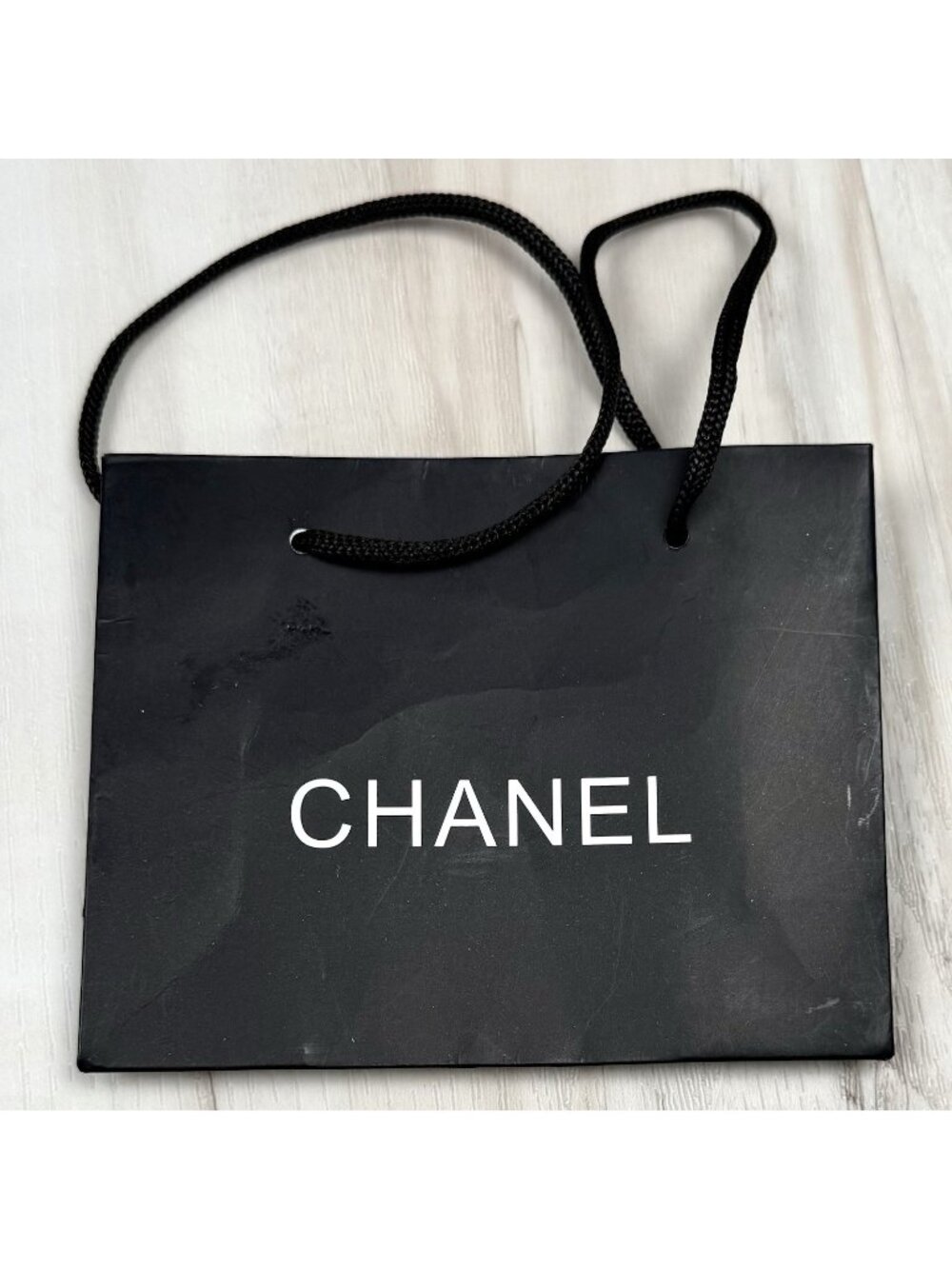 Genuine CHANEL Small 5.5"x4.5"x2" Black Paper Shopping Tote GIFT BAG *Empty-Read